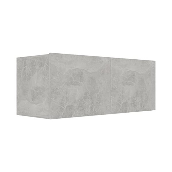 vidaXL Meuble TV Armoire Basse Murale Meuble Divertissement avec 2 Portes Multimédia Salon Maison Intérieur Gris Béton 80x30x