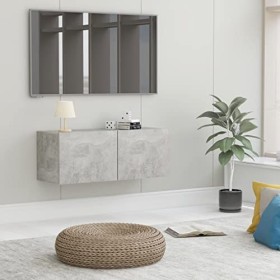 vidaXL Meuble TV Armoire Basse Murale Meuble Divertissement avec 2 Portes Multimédia Salon Maison Intérieur Gris Béton 80x30x