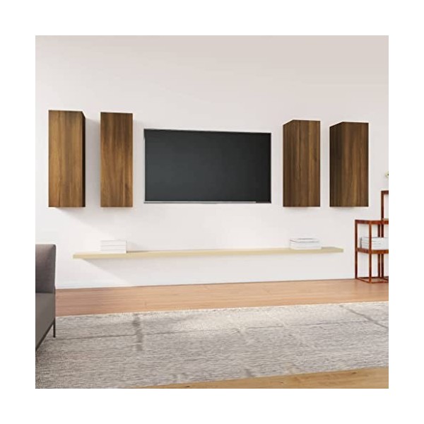 Meubles TV 4 pcs Chêne Marron 30,5x30x90 cm Bois dingénierie - Meuble télé, Meuble TV Industriel, Meuble Chambre, Convient p