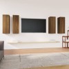 Meubles TV 4 pcs Chêne Marron 30,5x30x90 cm Bois dingénierie - Meuble télé, Meuble TV Industriel, Meuble Chambre, Convient p