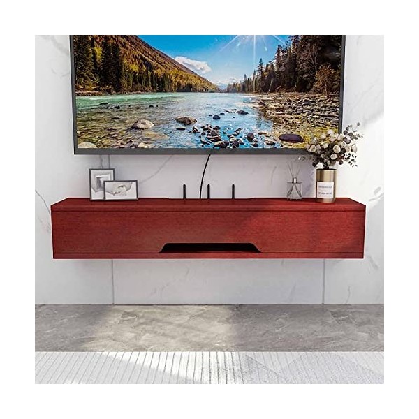 MABIBI YJ Meuble TV flottant, meuble de rangement mural pour TV, étagère de rangement multimédia en bois, centre de divertiss