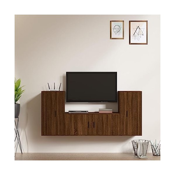 VEEKI Meuble TV, Meuble TV Suspendu, Meuble TV Industriel, Meuble TV Bois, Meuble Chambre, Convient pour Salon ou Chambre, En