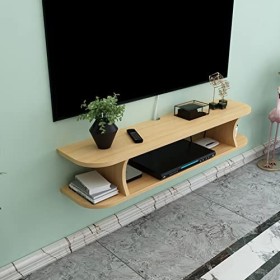 EGOMED Meuble TV Flottant Meuble TV Mural en Bois avec 3 étagères de Rangement Composant de Meuble TV Flottant avec Gestion d