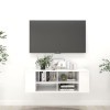 Keyur Meuble TV Suspendu, Meuble TV Mural Design Étagère Murale pour Télévision Meuble TV Mural Blanc Brillant 102x35x35 cm A