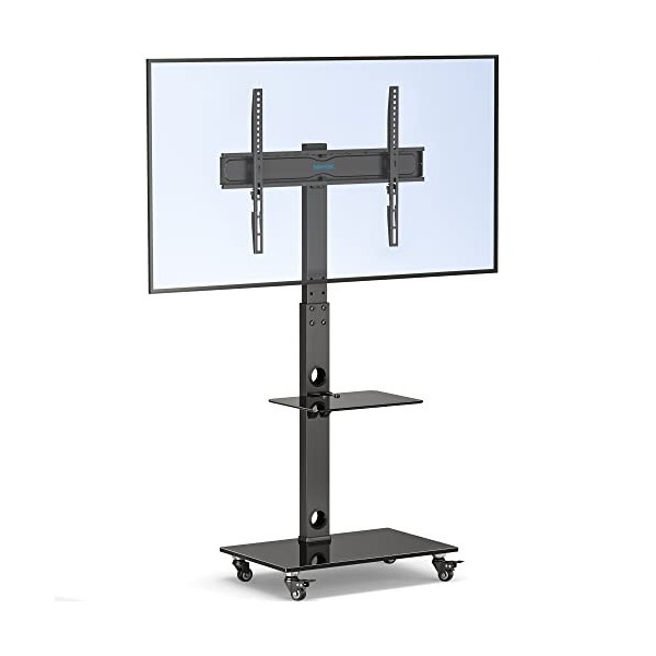 BONTEC Meuble TV avec roulettes pour écrans Plasma/LCD/LED de 30 à 70 Pouces jusquà 40 kg, 6 réglages de Hauteur avec étagèr