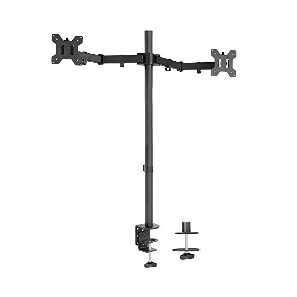 VIVO STAND-V012 Support de Bureau pour Double écran Extra Haut de 99,1 cm, entièrement réglable pour écrans jusquà 27", Noir