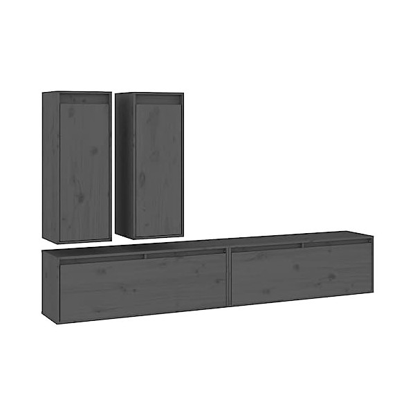 Générique Meubles TV 4 pcs Gris Bois Massif de pin,34.35 KG,3100181, Meubles, Meubles TV