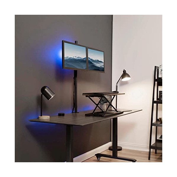 VIVO STAND-V012 Support de Bureau pour Double écran Extra Haut de 99,1 cm, entièrement réglable pour écrans jusquà 27", Noir