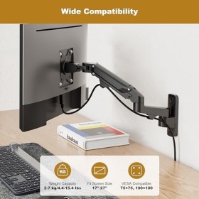 RICOO Support Mural pour Moniteur S4411 orientable inclinable écran PC 17-27" 43-69cm Bras articulé TV LCD LED incurvée VES