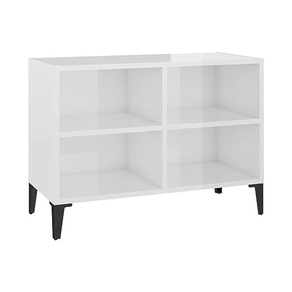 GuyAna Meuble TV avec Pieds en métal Blanc Brillant 69,5x30x50 cm,Table Television Salon,Meuble TV Haut,Meuble Télé Haut