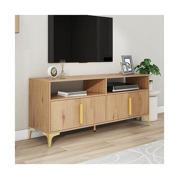 Merax Meuble TV avec 4 portes et 2 compartiments ouverts pour TV jusquà 65" - Centre de divertissement élégant pour salon - 