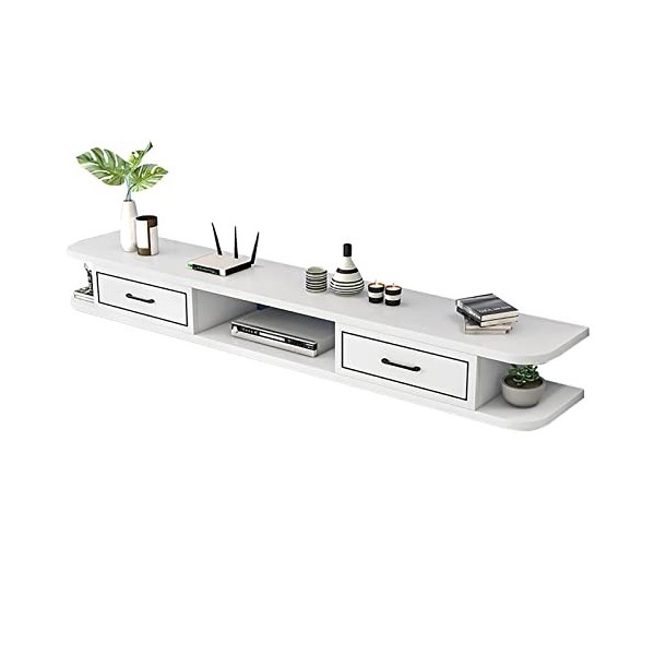 Meuble TV Flottant Étagère TV Murale Centre De Divertissement, pour Boîtier De Câble De Console Vidéo/unité De Stockage Audio