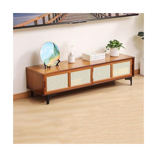 WOLWES Meuble Tele Bambou Meuble Television Table TV Meuble TV avec Rangement Banc TV pour Salon, Chambre, Entrée, Bureau Co