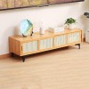 WOLWES Meuble Tele Bambou Meuble Television Table TV Meuble TV avec Rangement Banc TV pour Salon, Chambre, Entrée, Bureau Co