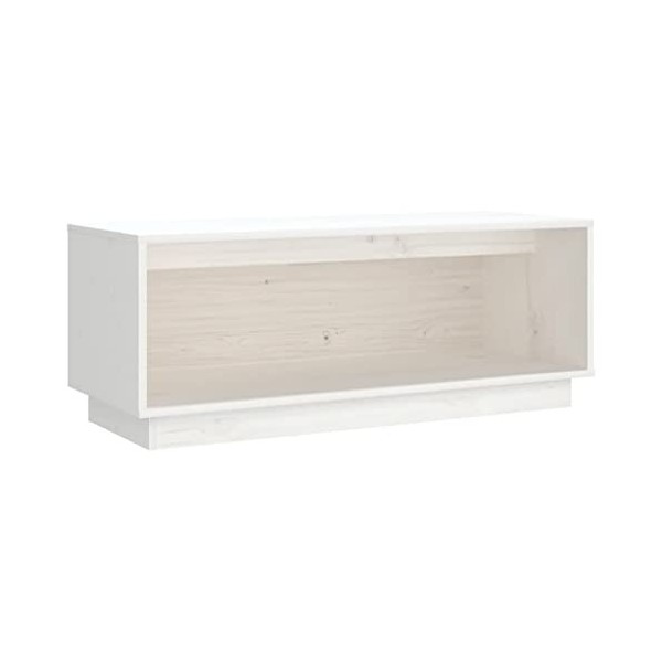 Maxspace TV Meuble, Meuble Tele, Meuble TV Chambre, Meuble TV IindustrielBlanc 90x35x35 cm Bois de pin massifConvient à la Ch