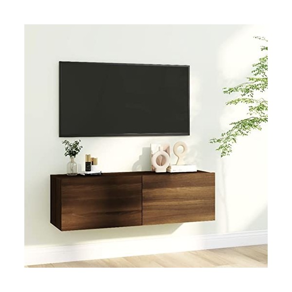Festnight Meuble TV à Suspendre/Banc TV Meuble TV de Salon Mural, Meuble TV Bas Chêne Marron 100x30x30 cm Bois dingénierie
