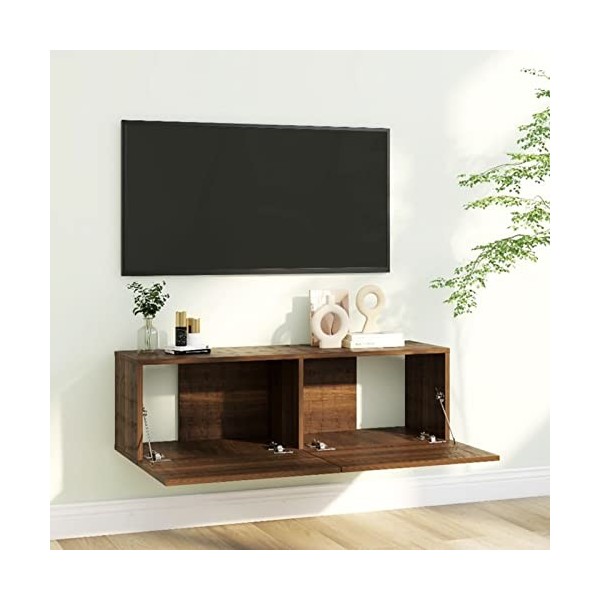 Festnight Meuble TV à Suspendre/Banc TV Meuble TV de Salon Mural, Meuble TV Bas Chêne Marron 100x30x30 cm Bois dingénierie