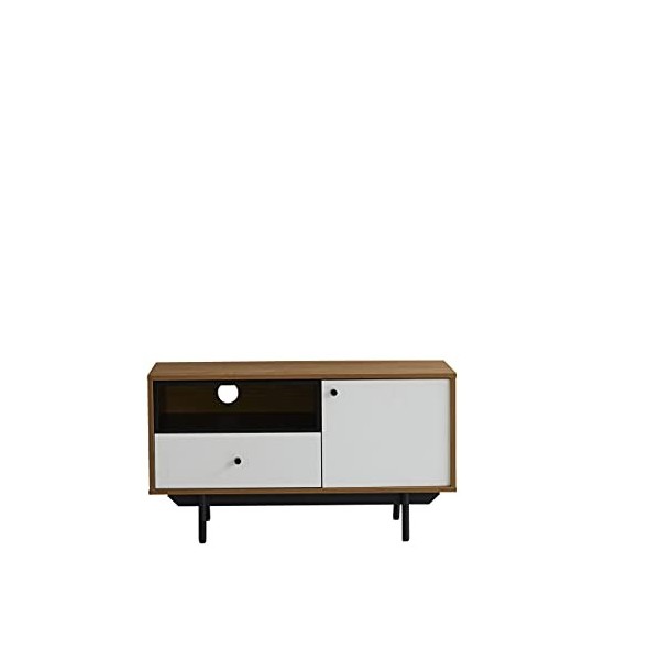Wilsa - Meuble TV - Meuble TV Bois - Meuble - Meuble TV Design - Meuble TV Blanc - Meuble Tele - Longueur 90 cm