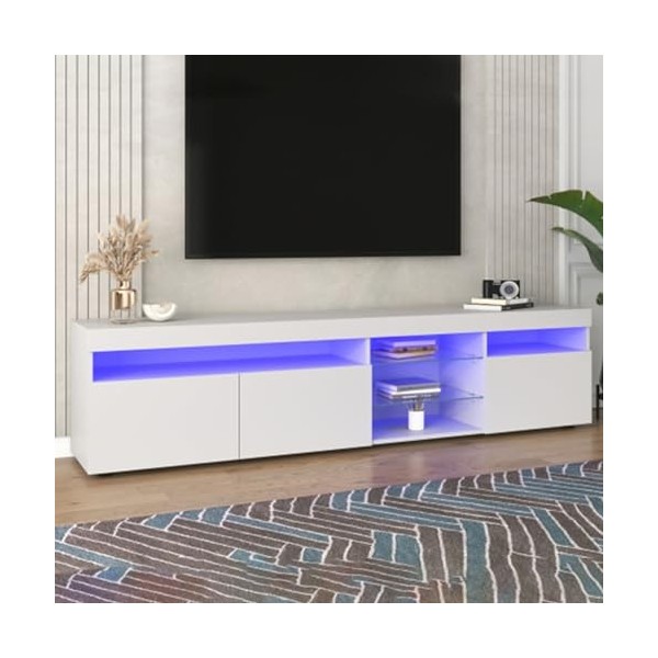 Tcewhhy Meuble TV avec Éclairage LED Meuble TV Panneau Lumineux Meuble TV avec 3 Portes Et Étagères Ouvertes Meuble TV pour S