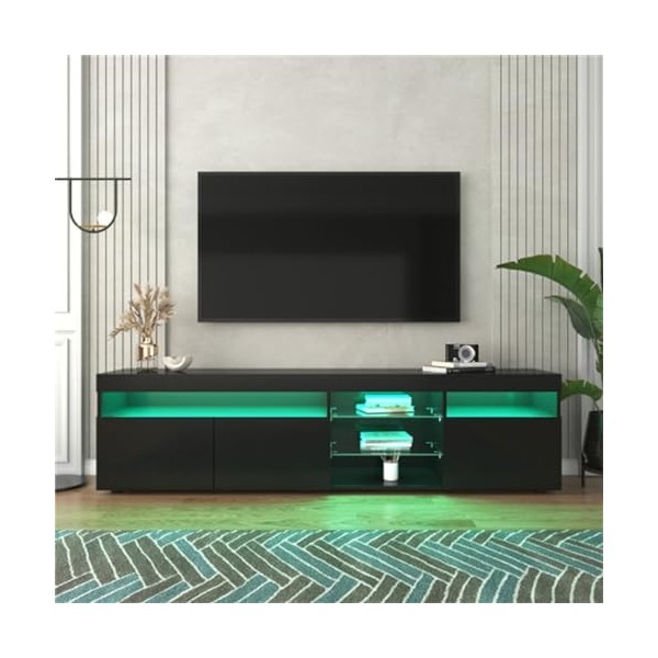 Tcewhhy Meuble TV avec Éclairage LED Meuble TV Panneau Lumineux Meuble TV avec 3 Portes Et Étagères Ouvertes Meuble TV pour S