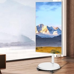 Chariot TV Mobile avec roulettes - Meuble TV Roulant Réglable en Hauteur, Meuble TV Roulant À Rotation Horizontale Et Vertica