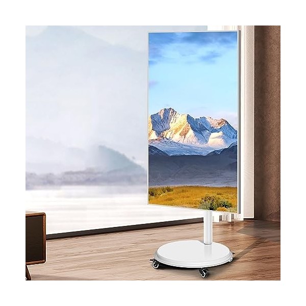 Chariot TV Mobile avec roulettes - Meuble TV Roulant Réglable en Hauteur, Meuble TV Roulant À Rotation Horizontale Et Vertica