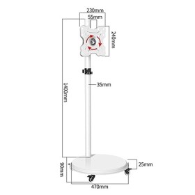 Chariot TV Mobile avec roulettes - Meuble TV Roulant Réglable en Hauteur, Meuble TV Roulant À Rotation Horizontale Et Vertica