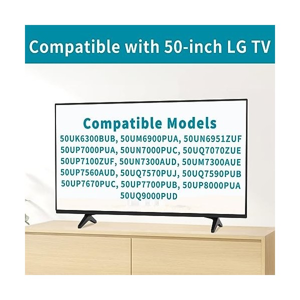 Pieds TV pour LG Smart TV 50" 50UM7300AUE 50UK6300BUB 50UK6500AUA 50UK6090PUA 50UP7700PUB avec vis, facile à installer