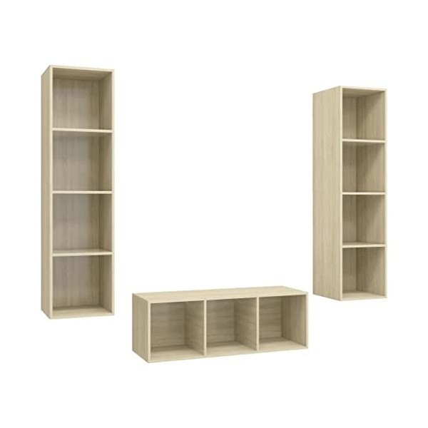 Ensemble de Meuble TV 3 pcs Chêne Sonoma Aggloméré - Meuble TV, Armoire Basse Centre, Support Télé pour Salon Chambre,