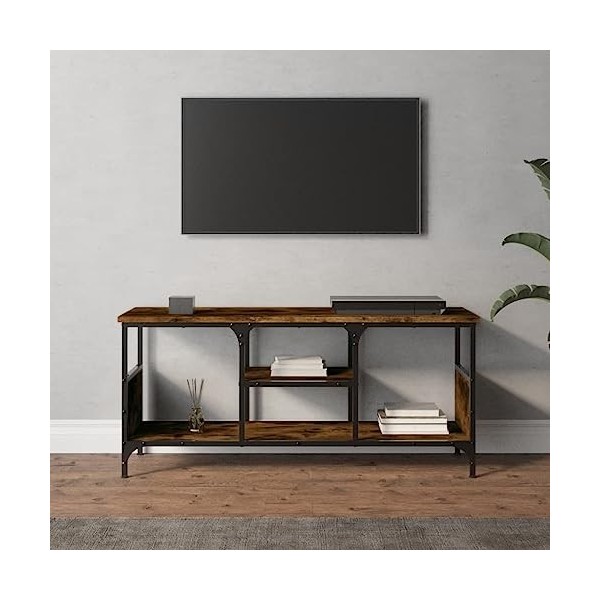 Keyur Meuble TV, Banc TV Buffet Bas Support de Télévision Meuble Télé Meuble TV chêne fumé 100x35x45 cm Bois dingénierie et 