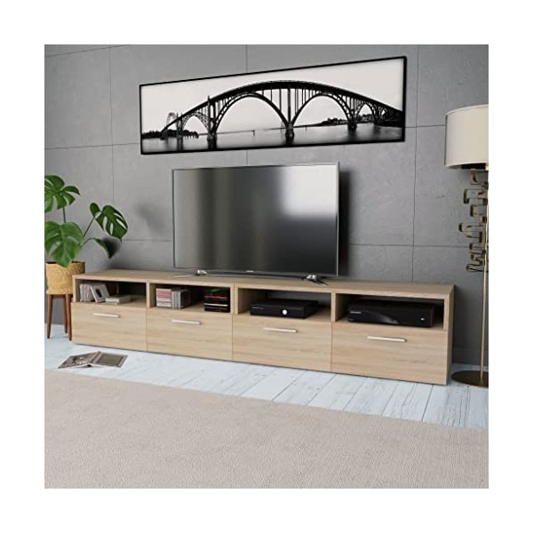 lvssiao Meuble de salon pour TV aggloméré 2 pièces Chêne 95 x 35 x 36 cm Meuble TV en bois pour salon chambre à manger