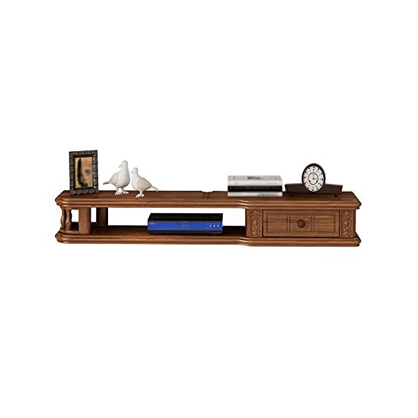 EsEntL Meuble TV Flottant, Étagère TV Murale en Bois avec Trous de Ligne, avec Tiroirs, pour Ranger Les Consoles de Jeux de B