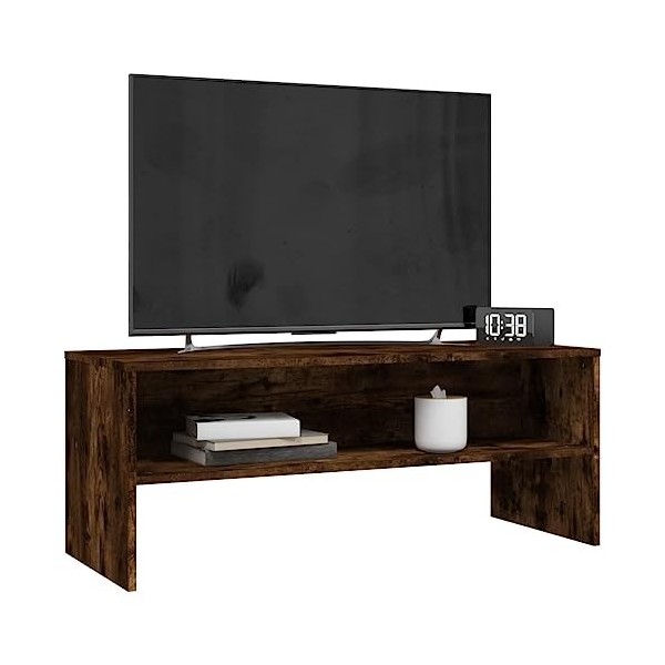 Tidyard Meuble TV Meuble de Salon Support de TV Banc TV en Aggloméré Gris Brillant 100 x 40 x 40 cm