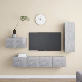 Générique Ensemble de Meuble TV 4 pcs Gris béton Aggloméré,48.6 KG,3079098, Meubles, Meubles TV