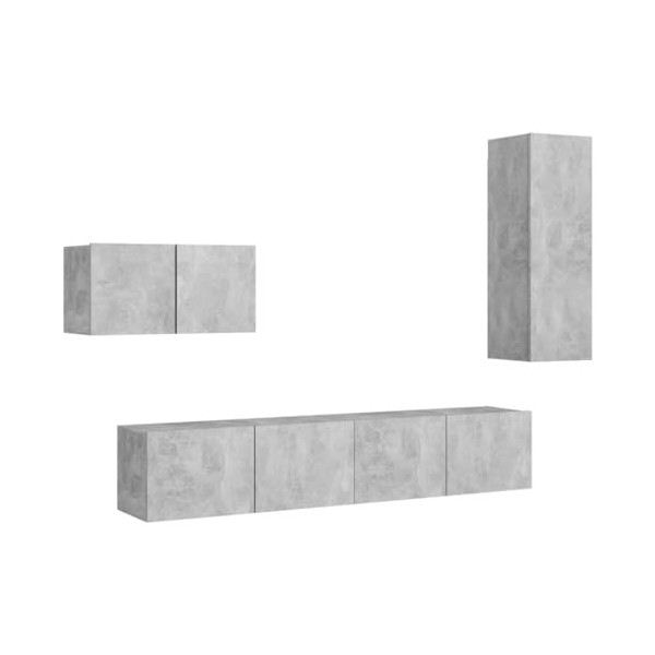 Générique Ensemble de Meuble TV 4 pcs Gris béton Aggloméré,48.6 KG,3079098, Meubles, Meubles TV