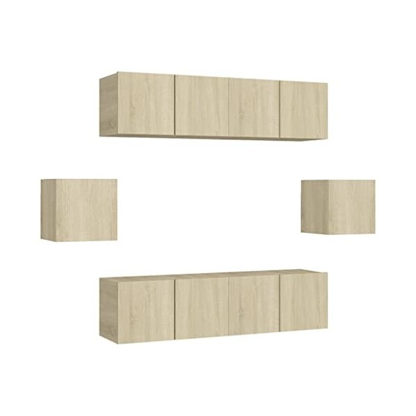 Générique Ensemble de Meuble TV 6 pcs Chêne Sonoma Aggloméré,54 KG,3078997, Meubles, Meubles TV
