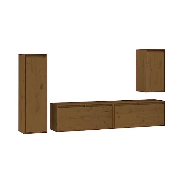 Générique Meubles TV 4 pcs Marron Miel Bois Massif de pin,32.38 KG,3100232, Meubles, Meubles TV