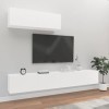 LAPOOH Ensemble de Meubles TV 3 pcs Blanc Bois dingénierie,Table Television Salon,Meuble Télé Haut,Meuble TV Haut