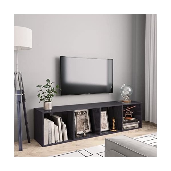 UTUMAX Meuble de rangement pour livre/TV Gris brillant 143 x 30 x 36 cm