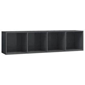 UTUMAX Meuble de rangement pour livre/TV Gris brillant 143 x 30 x 36 cm
