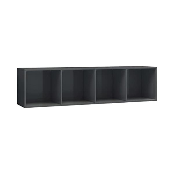 UTUMAX Meuble de rangement pour livre/TV Gris brillant 143 x 30 x 36 cm