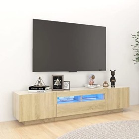 BIGTO Meuble TV, meuble TV, chêne sonoma, 180 x 35 x 40 cm