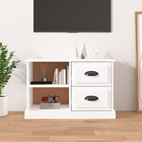DCRAF Centres de divertissement et meubles TV, meuble TV blanc brillant, 73 x 35,5 x 47,5 cm, bois dingénierie