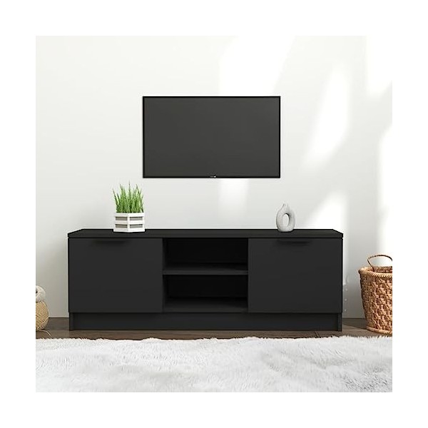 DCRAF Meuble TV de jardin en bois dingénierie Noir 102 x 35 x 36,5 cm