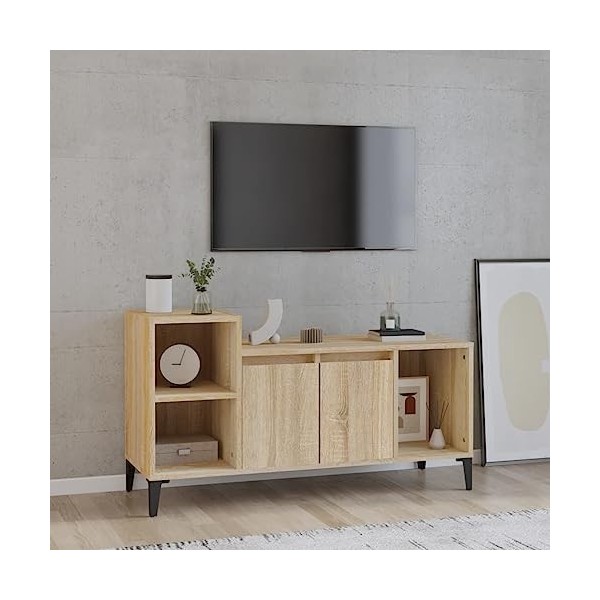 DCRAF Centres de divertissement et meubles TV, meuble TV en chêne sonoma, 100 x 35 x 55 cm, bois dingénierie