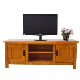 ARPHASLE Meuble TV en bois de chêne massif 2 portes 1 étagère rustique moderne centre de divertissement meuble TV meuble meub
