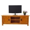 ARPHASLE Meuble TV en bois de chêne massif 2 portes 1 étagère rustique moderne centre de divertissement meuble TV meuble meub