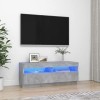 DCRAF Centres de divertissement et meubles TV, meuble TV avec lumières LED, gris béton, 100 x 35 x 40 cm