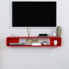 SOGOLI Meuble TV Flottant, Meuble TV, Console Média TV Murale Media Center pour Salon Chambre/Rouge/100Cm Happy Many Times