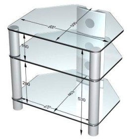 RO&CO SONOROUS - Meuble HiFi 3 étagères. Verre Transparent/châssis Gris. réf. rx2130-tg